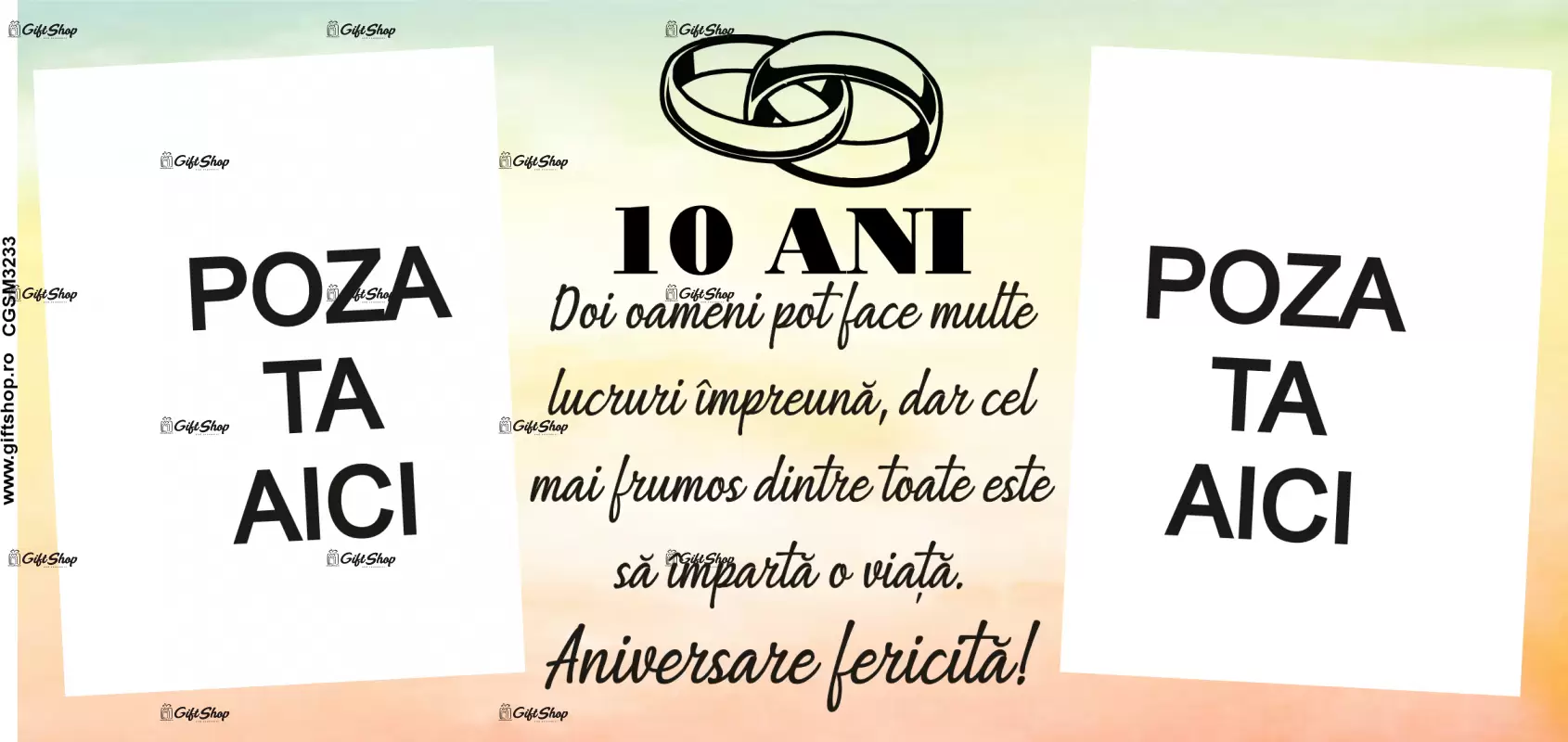 10 ani, cana personalizata cu 2 poze si text, 330ml, model 3233