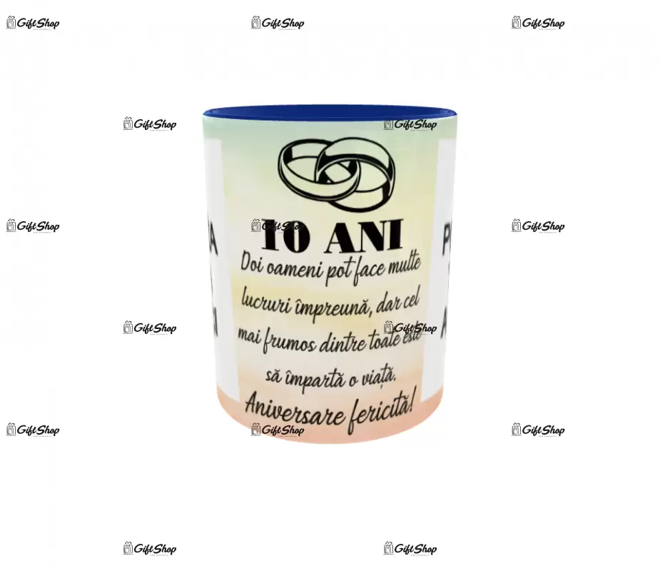 10 ani, cana personalizata cu 2 poze si text, 330ml, model 3233