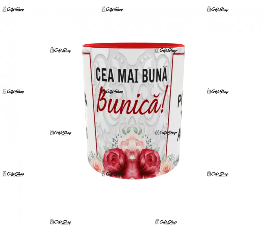 Cea mai buna bunica, cana personalizata cu 2 poze si text, 330ml, model 3235