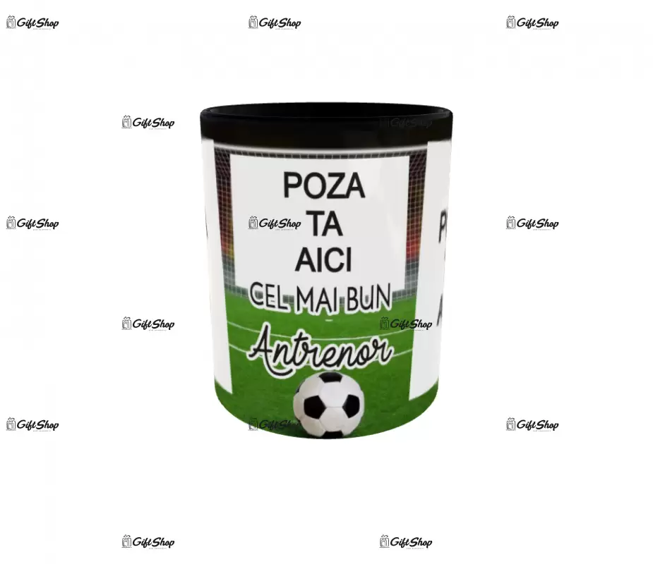 Cel mai bun antrenor, cana personalizata cu 3 poze si text, 330ml, model 3238