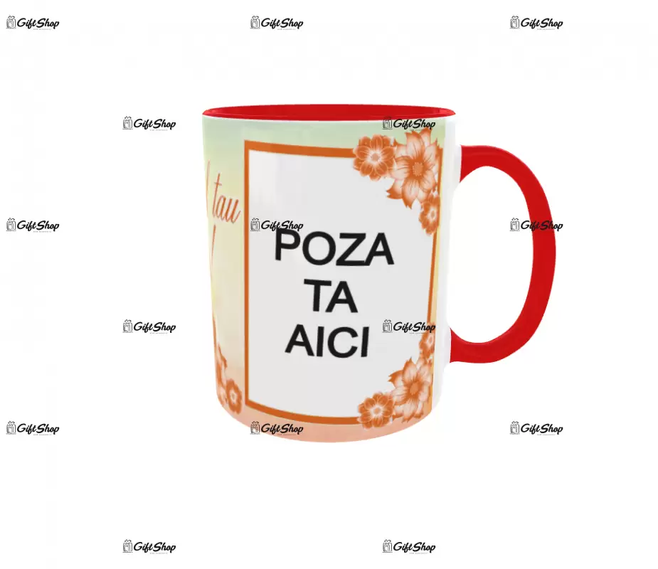 Cana, personalizata cu 2 poze si text, 330ml, model 3240