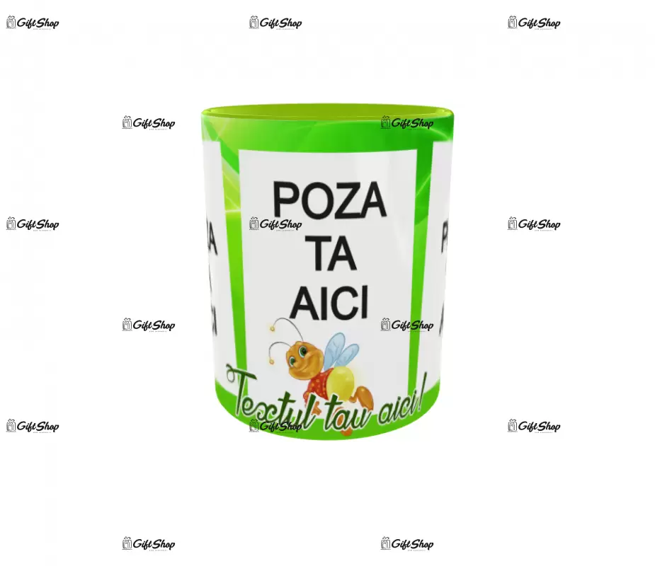 Cana, personalizata cu 3 poze si text, 330ml, model 3244