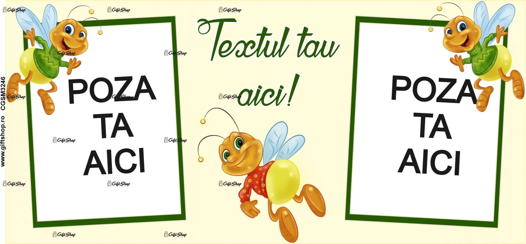 Cana, personalizata cu 2 poze si text, 330ml, model 3246