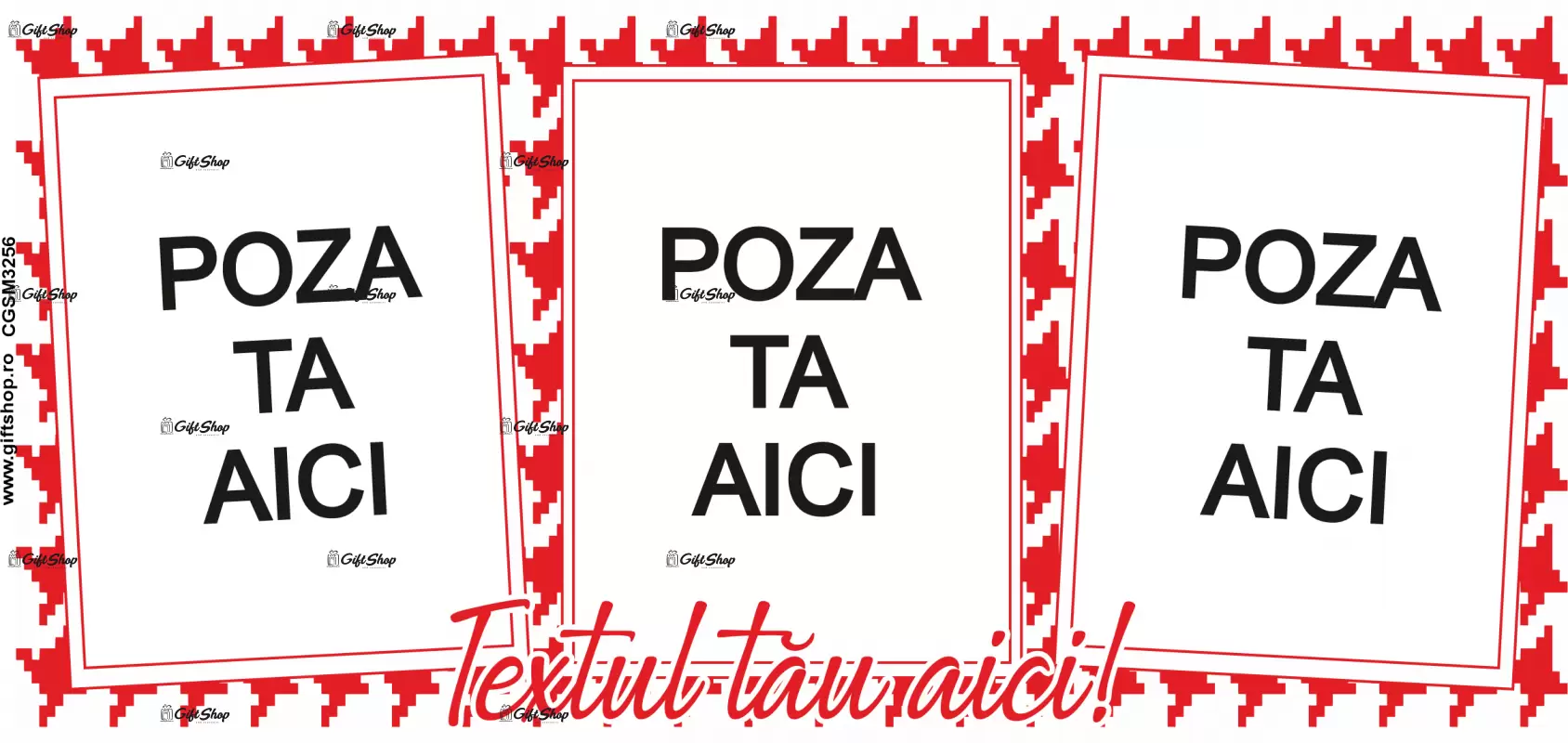 Cana, personalizata cu 3 poze si text, 330ml, model 3256