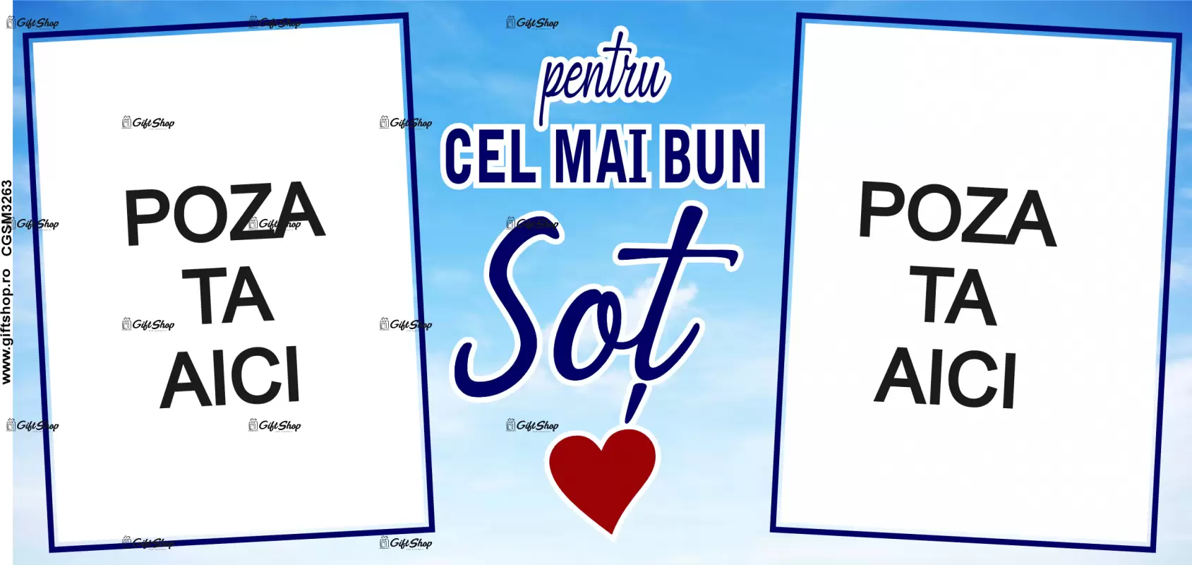 Pentru cel mai bun sot, cana personalizata cu 2 poze si text, 330ml, model 3263