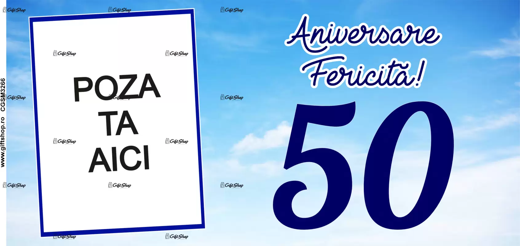 Aniversare fericita 50, cana personalizata cu poza si text, 330ml, model 3266