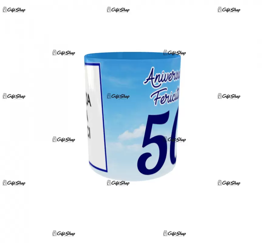 Aniversare fericita 50, cana personalizata cu poza si text, 330ml, model 3266