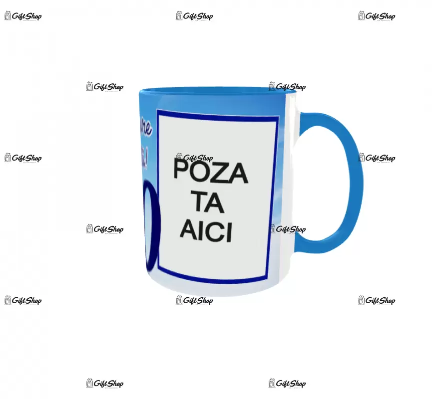 Aniversare fericita 50, cana personalizata cu 2 poze si text, 330ml, model 3267