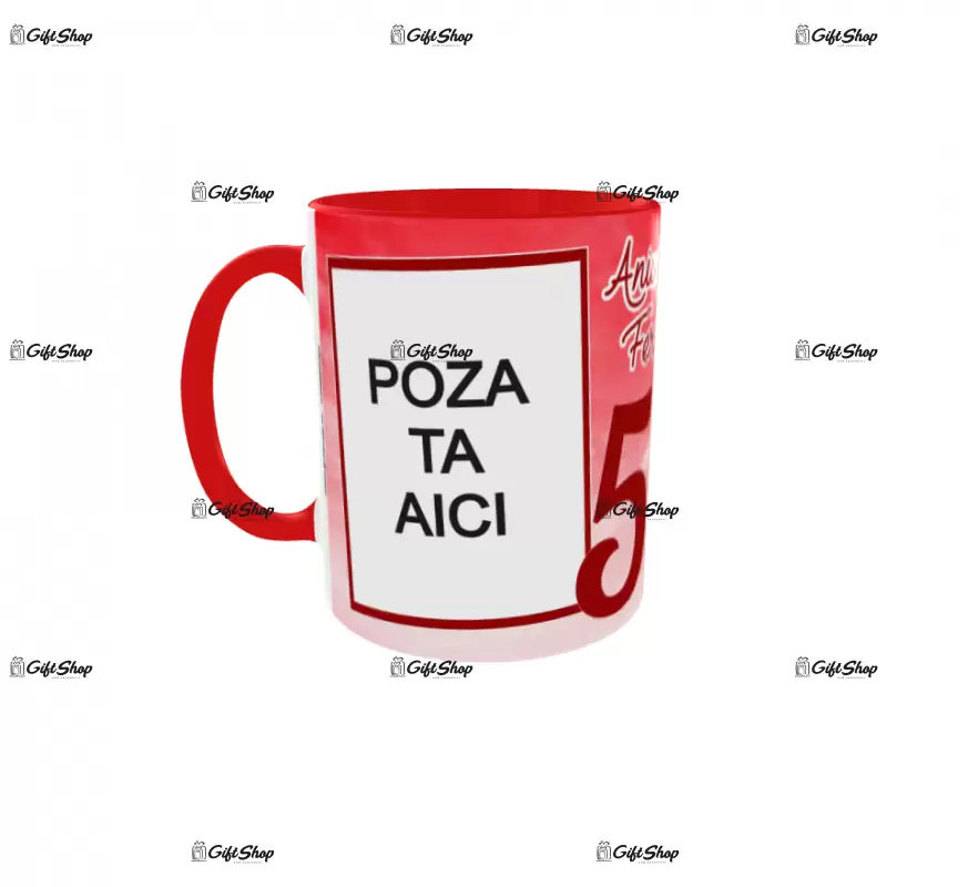 Aniversare fericita 50, cana personalizata cu 2 poze si text, 330ml, model 3269