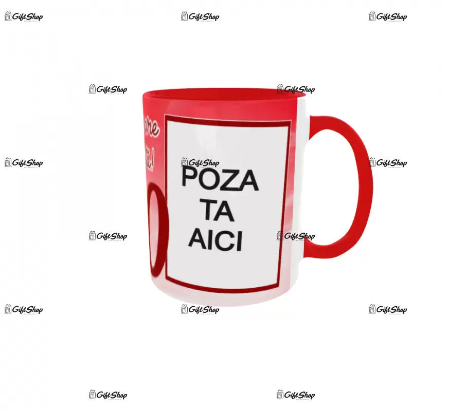 Aniversare fericita 50, cana personalizata cu 2 poze si text, 330ml, model 3269