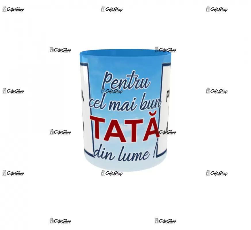 Cel mai bun tata din lume, cana personalizata cu 2 poze si text, 330ml, model 3271