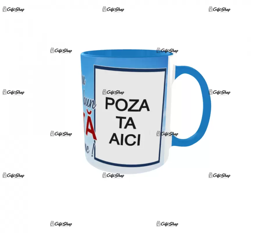 Cel mai bun tata din lume, cana personalizata cu 2 poze si text, 330ml, model 3271