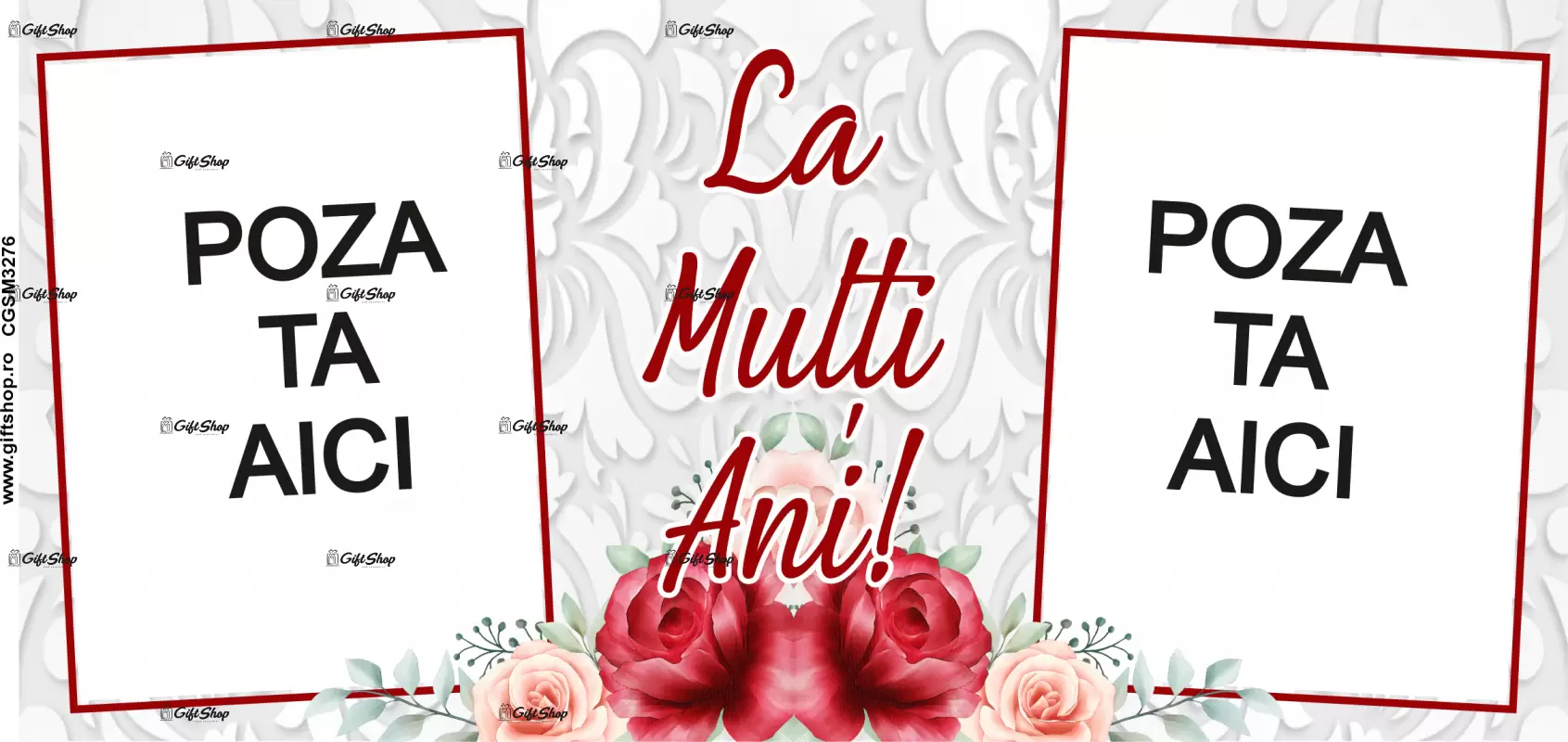 La multi ani, cana personalizata cu 2 poze si text, 330ml, model 3276