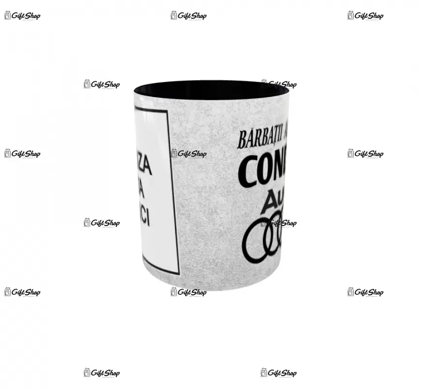 Barbati adevarati conduc audi, cana personalizata cu poza si text, 330ml, model 3279