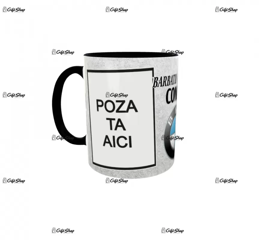 Barbati adevarati conduc bmw, cana personalizata cu 2 poze si text, 330ml, model 3282