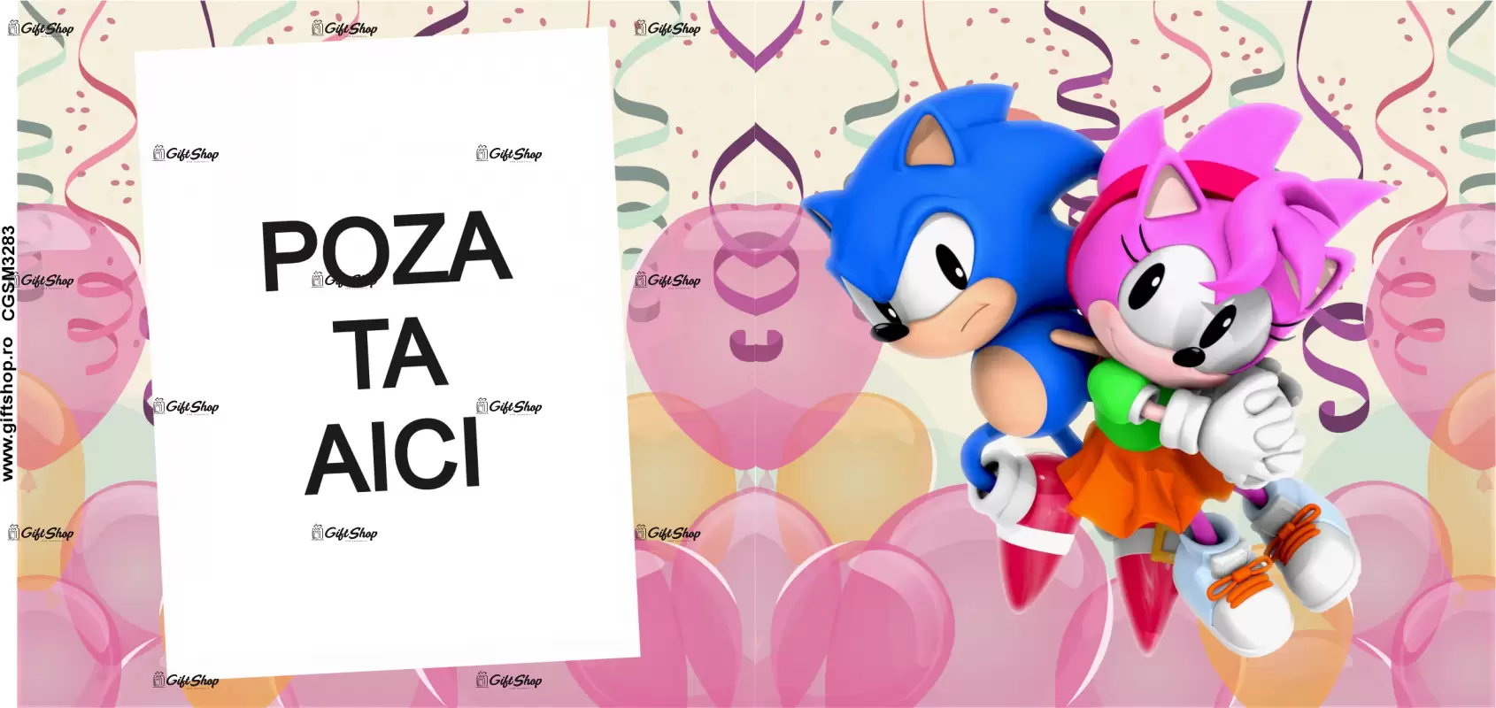 Sonic, cana personalizata cu poza si text, 330ml, model 3283