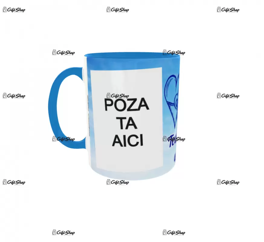 Cana, personalizata cu 2 poze si text, 330ml, model 3286