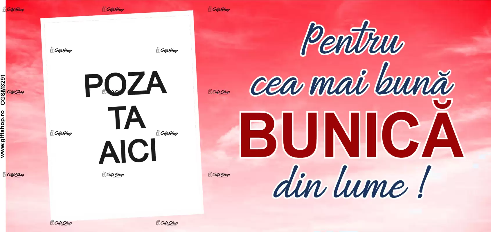 Pentru cea mai buna bunica din lume, cana personalizata cu poza si text, 330ml, model 3291