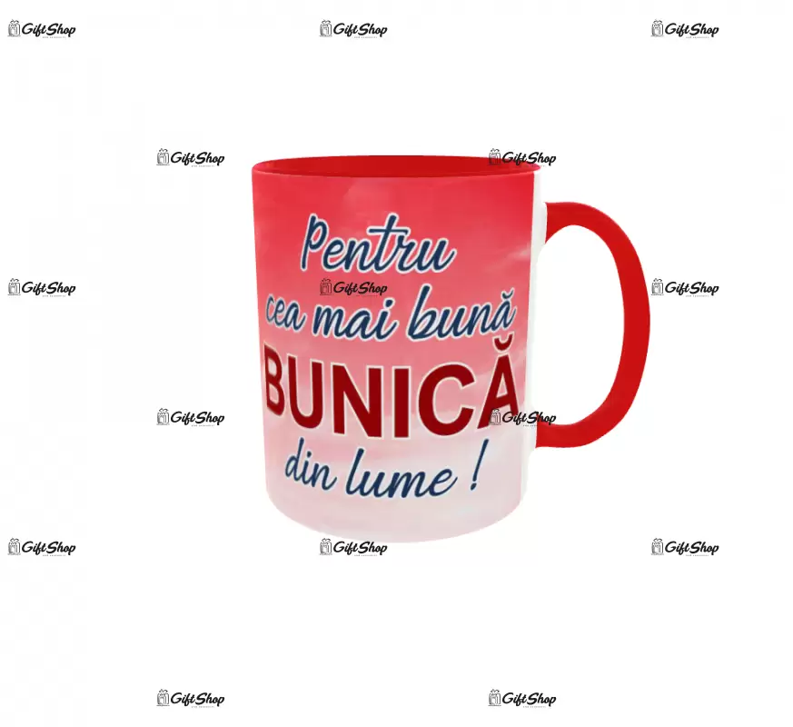 Pentru cea mai buna bunica din lume, cana personalizata cu poza si text, 330ml, model 3291