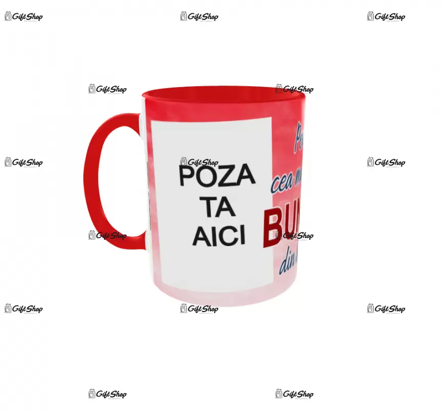 Pentru cea mai buna bunica din lume, cana personalizata cu 2 poze si text, 330ml, model 3292