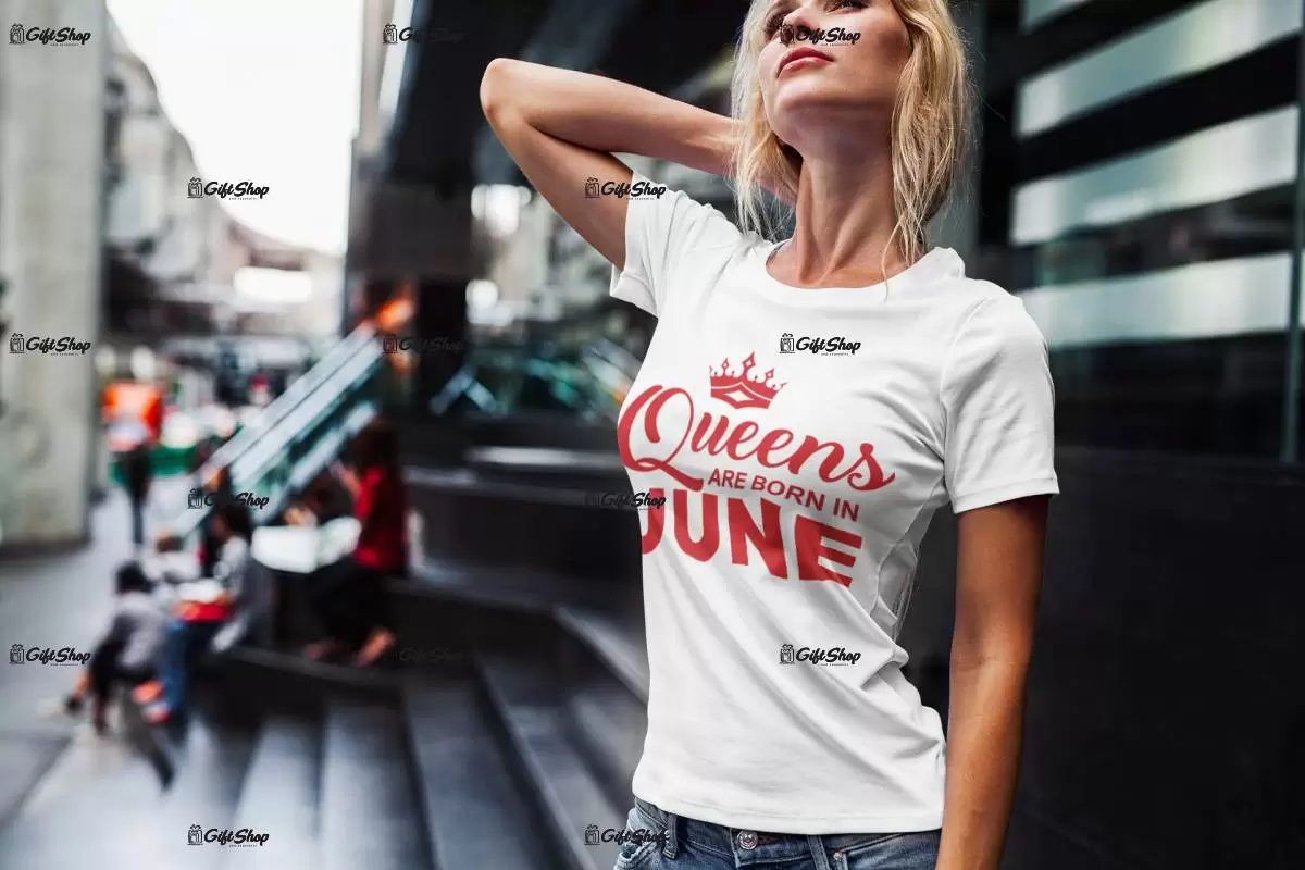 Queen are born in, se alege luna care va aparea in grafica, tricou cu mesaj