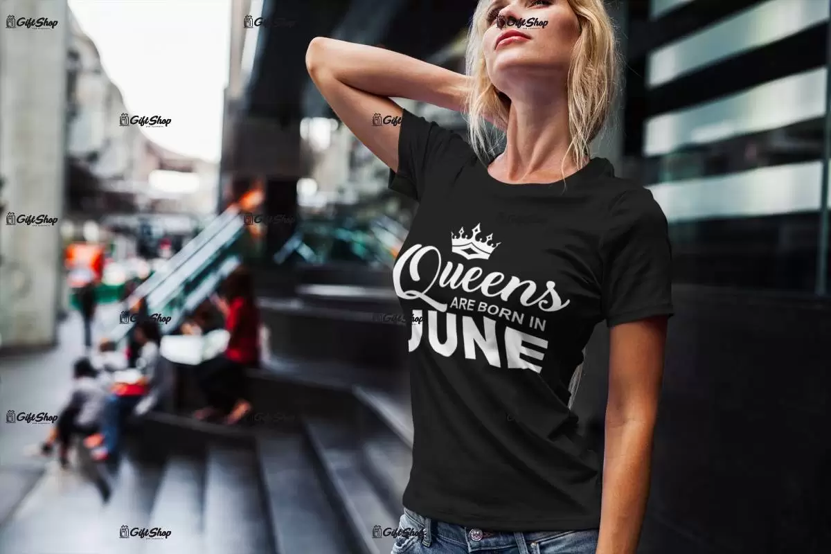 Queen are born in, se alege luna care va aparea in grafica, tricou cu mesaj
