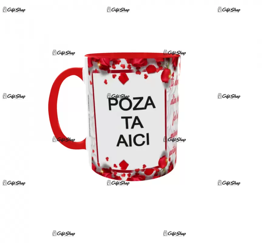 Iti doresc ca fiecare zi din viata ta...,, cana personalizata cu 2 poze si text, 330ml, model 3305