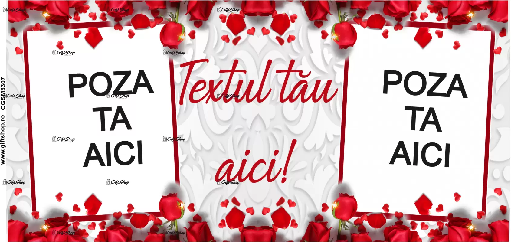 Cana, personalizata cu 2 poze si text, 330ml, model 3307