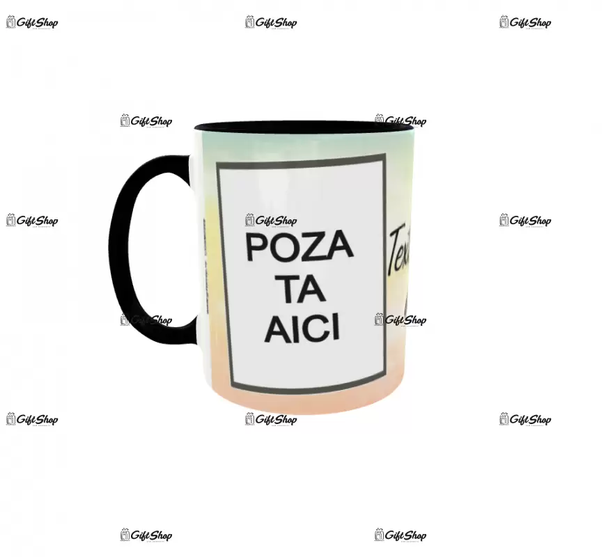 Cana, personalizata cu 2 poze si text, 330ml, model 3309