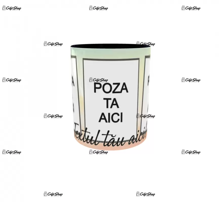 Cana, personalizata cu 3 poze si text, 330ml, model 3310