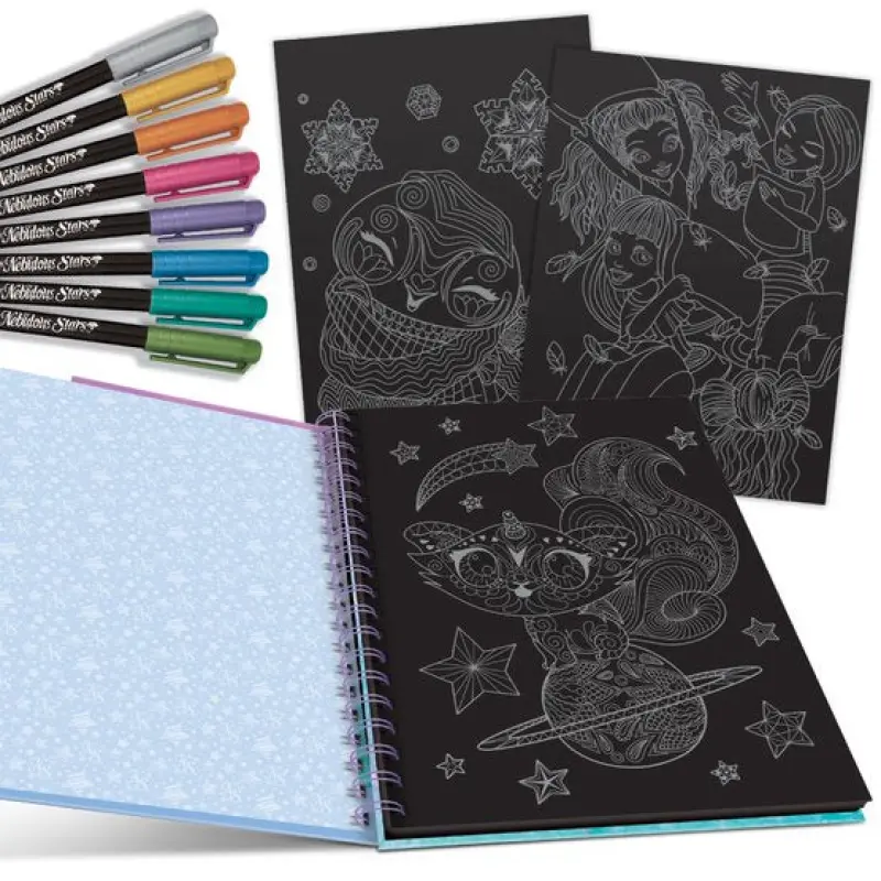Set art & craft carte de colorat cu pagini negre, personaj isadora - nebulous stars