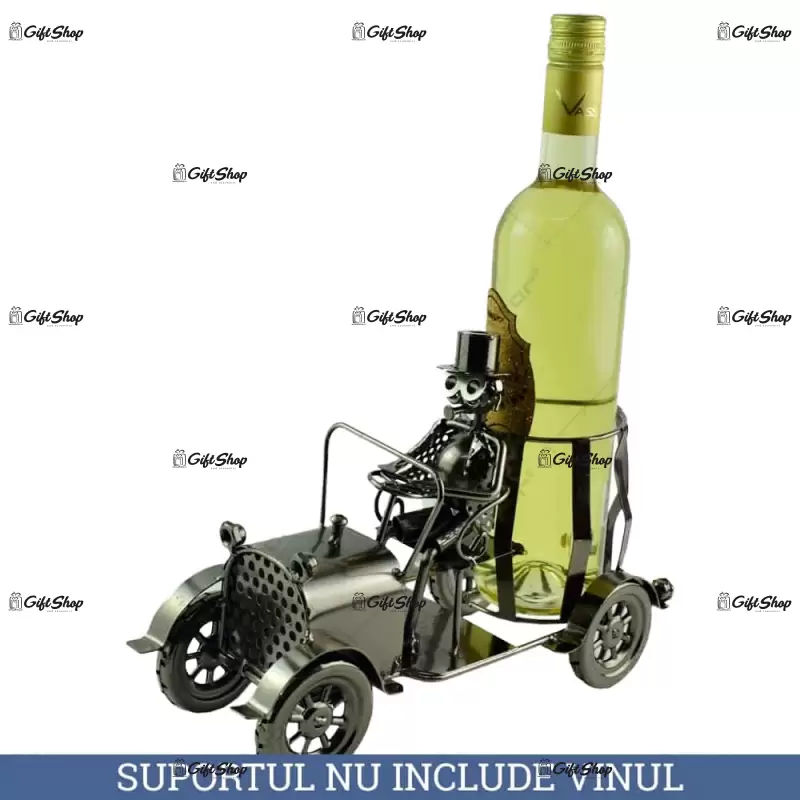 Tractor, suport pentru vin realizat din metal, model 2
