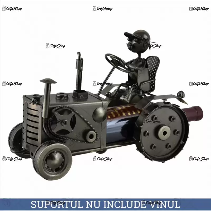 Tractor, suport pentru vin realizat din metal
