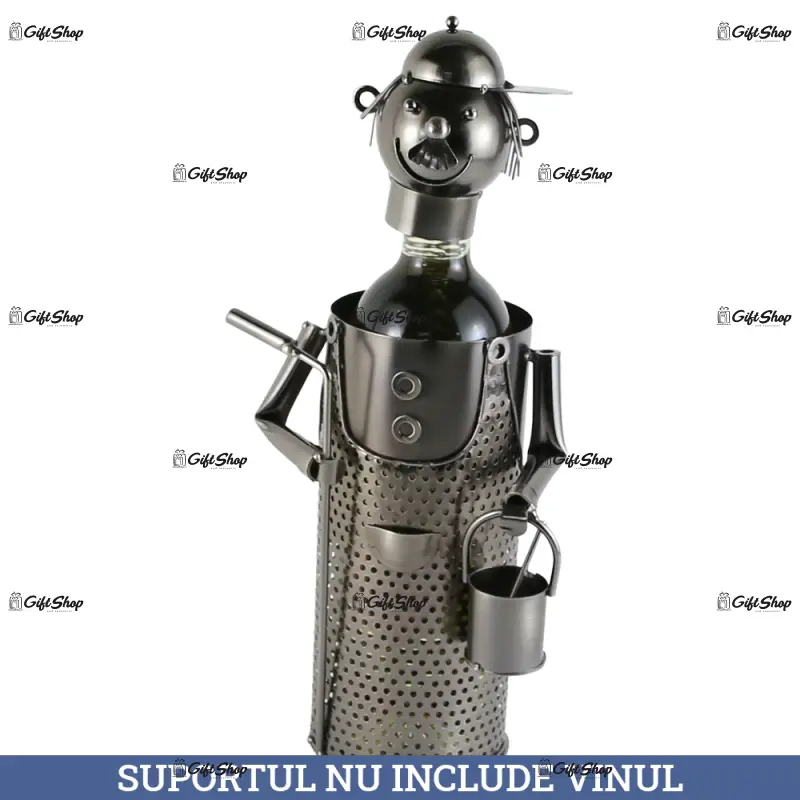 Suport sticla de vin, din metal zugrav 18x32 cm