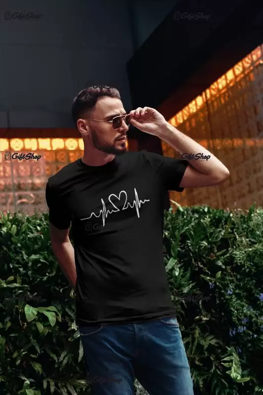 Heart beat line, tricou cu mesaj b