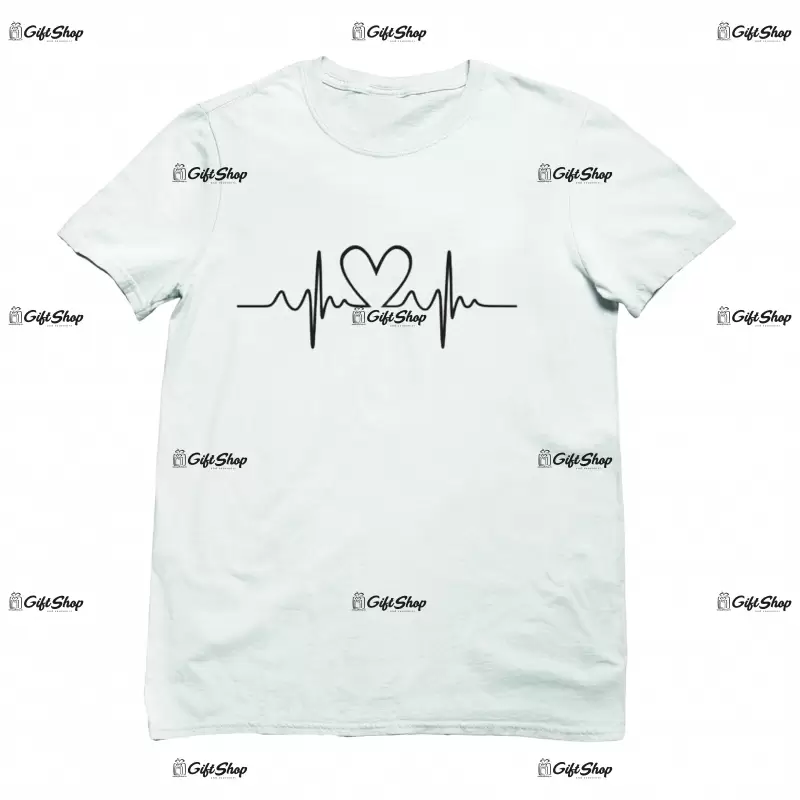 Heart beat line, tricou cu mesaj b