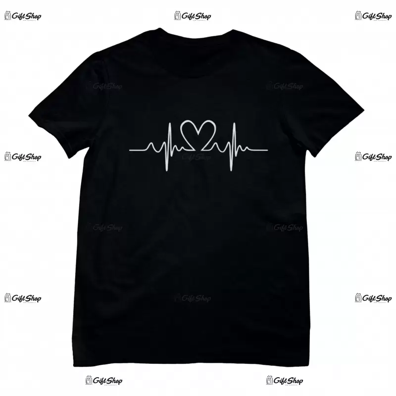 Heart beat line, tricou cu mesaj b