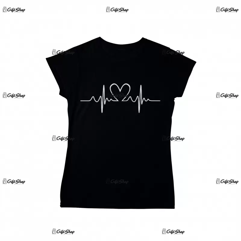 Heart beat line, tricou cu mesaj f