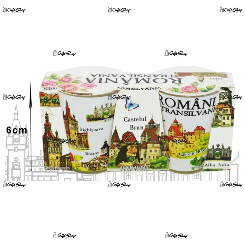 Romania, set 2 pahare suvenir