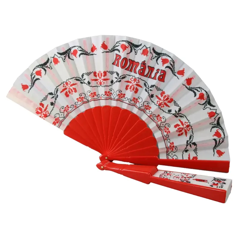 Evantai motive traditionale romania, suvenir giftshop, 23 cm din poliester si plastic
