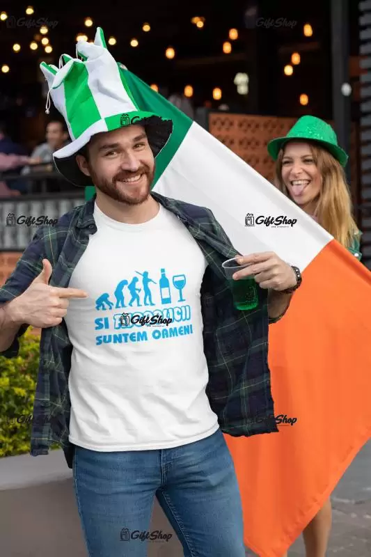 Si alcoolicii suntem oameni, tricou cu mesaj