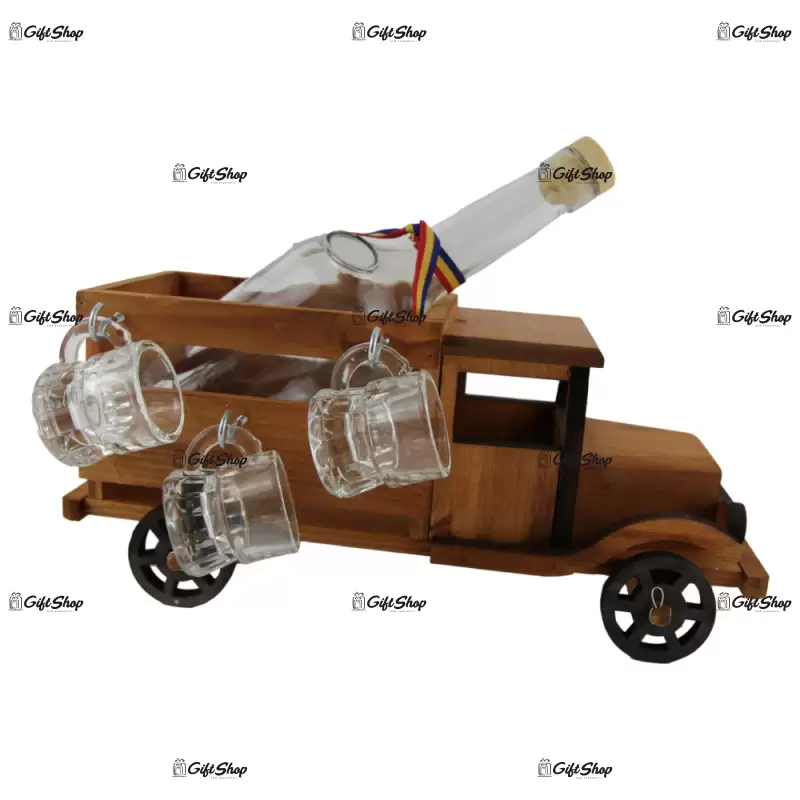 Camion, suport cu sticla si 6 pahare, model c