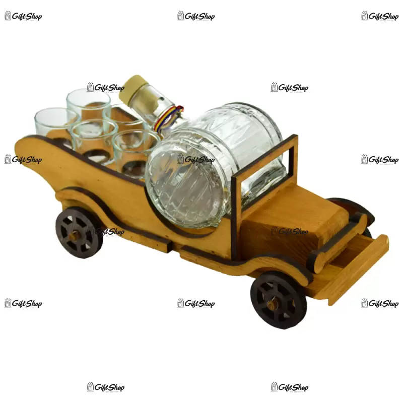 Camion, suport cu sticla si 6 pahare, model b