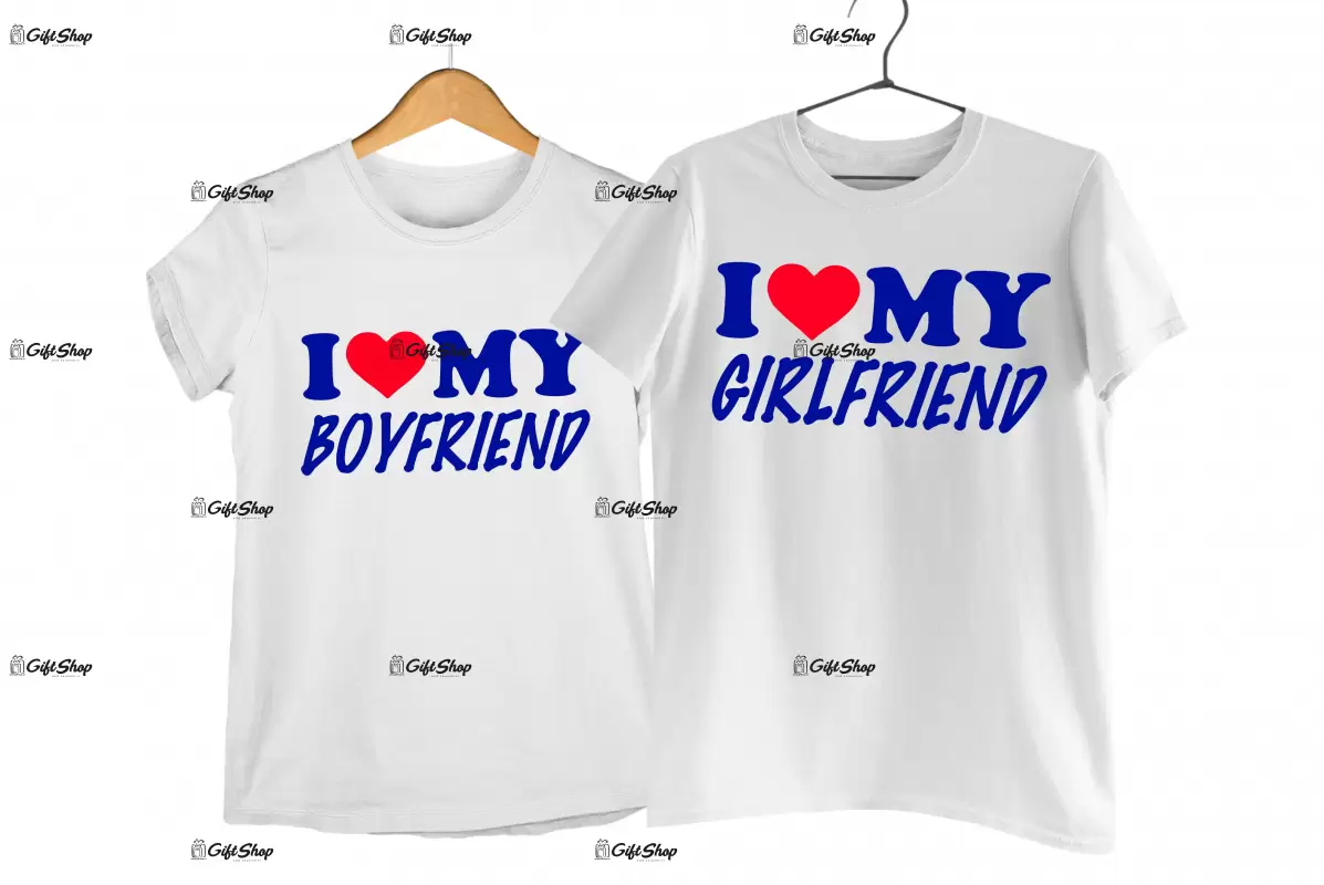 I love my boyfriend/girlfriend, set 2 tricouri cu mesaje