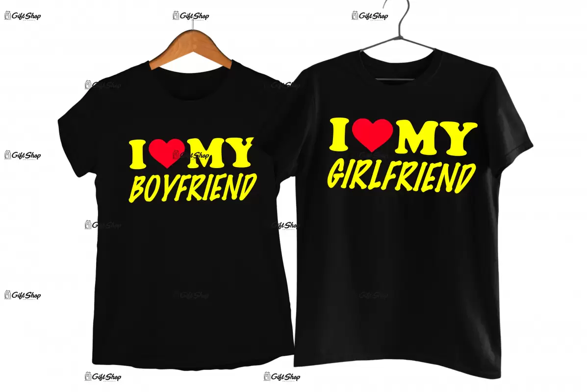 I love my boyfriend/girlfriend, set 2 tricouri cu mesaje