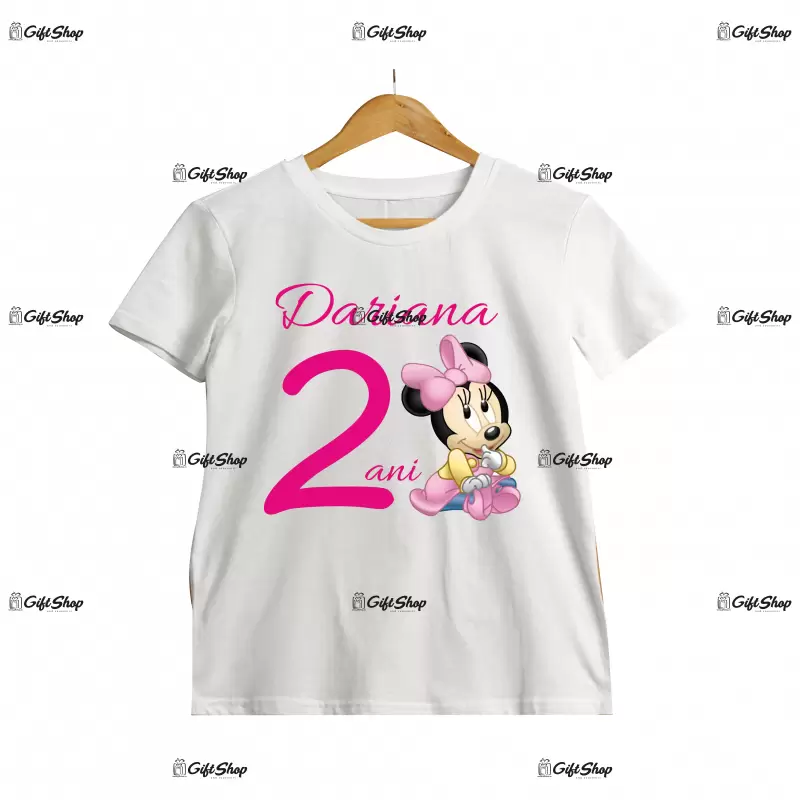 Minnie mouse, tricou cu mesaj - se poate schimba numele si anul