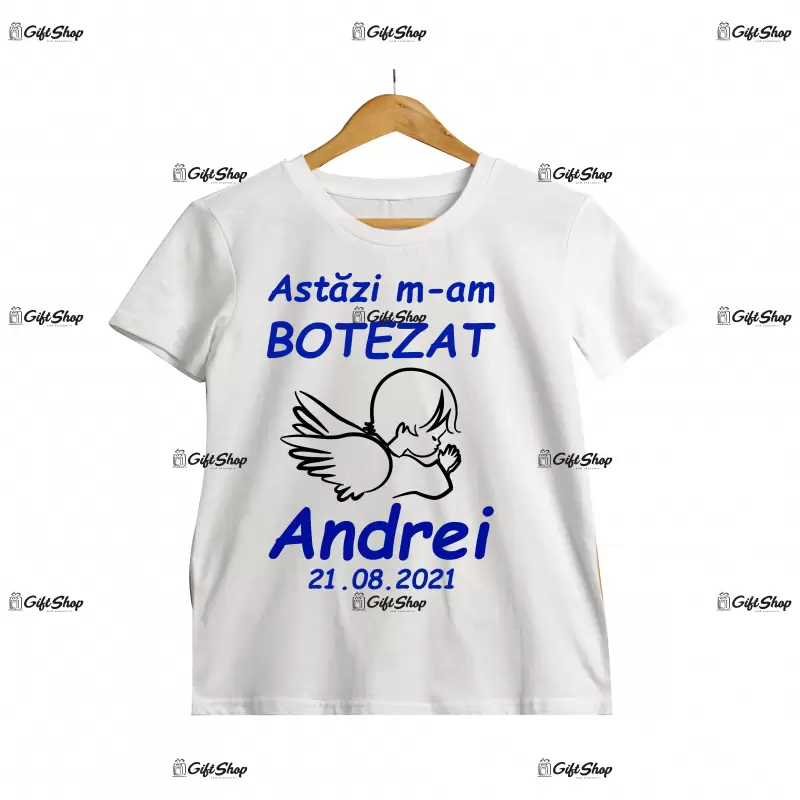 Astazi m-am botezat...( se adauga numele si anul pentru grafica ), tricou cu mesaj