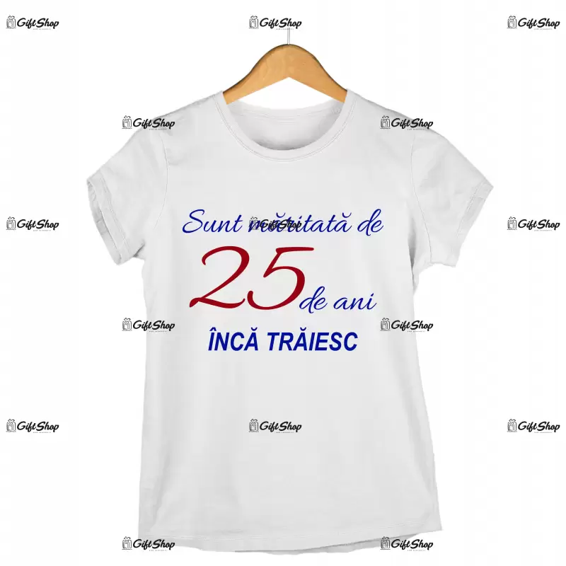 Sunt maritata/insurat de 25 de ani, set 2 tricouri cu mesaje - anul se poate schimba