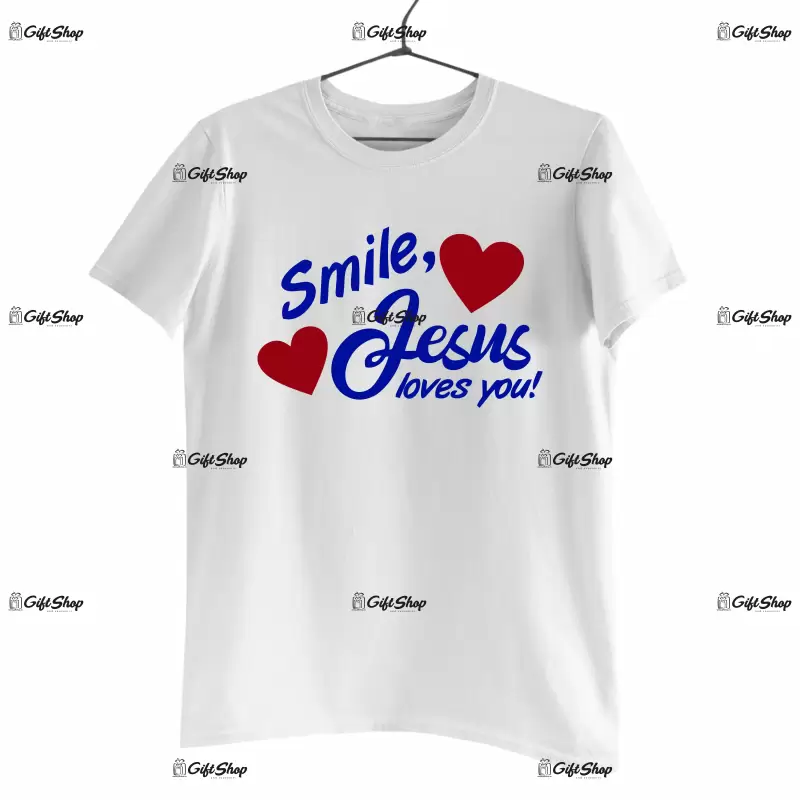 Smile, jesus loves you! , tricou cu mesaj