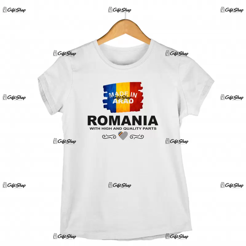 Made in arad romania, tricou cu mesaj - se poate schimba orasul